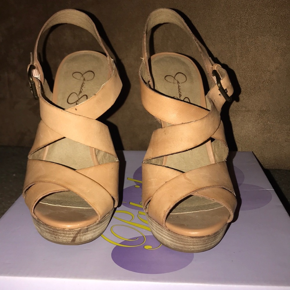 Strapped wide heels